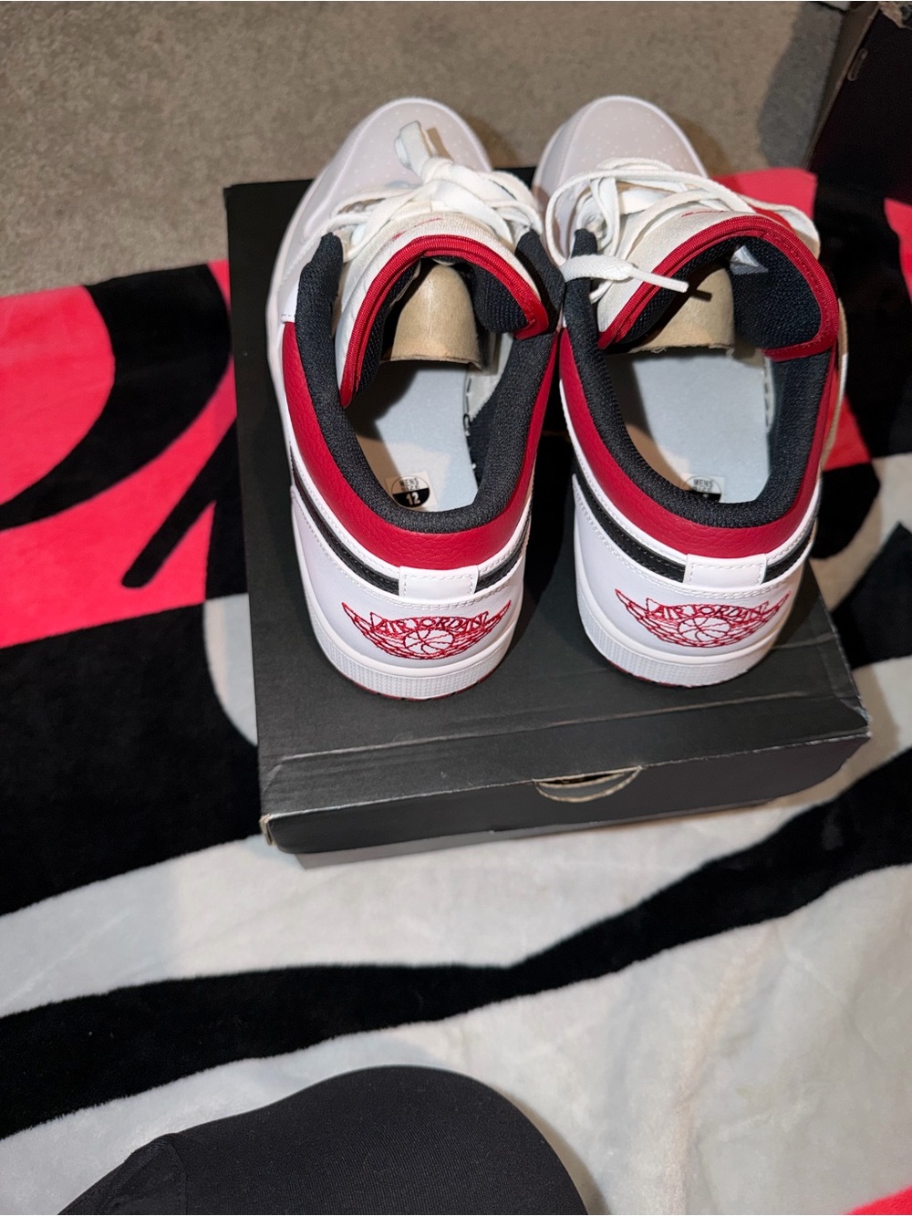 Nike Air Jordan 1 Low White Gym Red Black Men’s Size 12 New Never Worn - Picture 5 of 6